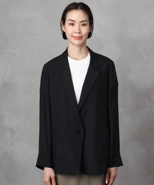 MICHEL KLEIN(ミッシェル・クラン)の「シアーテーラードジャケット(裏地なし)(テーラードジャケット・レディース・ブラック/ホワイト・38)」の10枚目の写真