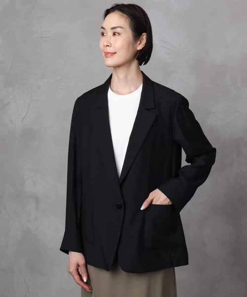 MICHEL KLEIN(ミッシェル・クラン)の「シアーテーラードジャケット(裏地なし)(テーラードジャケット・レディース・ブラック/ホワイト・38)」の18枚目の写真