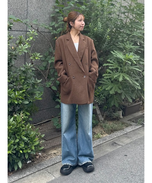 ワッペンデザインルーズ起毛ジャケット（テーラードジャケット