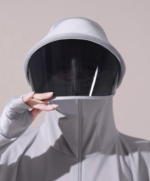 セール】サンバイザー付き日焼け防止メッシュパーカー（パーカー