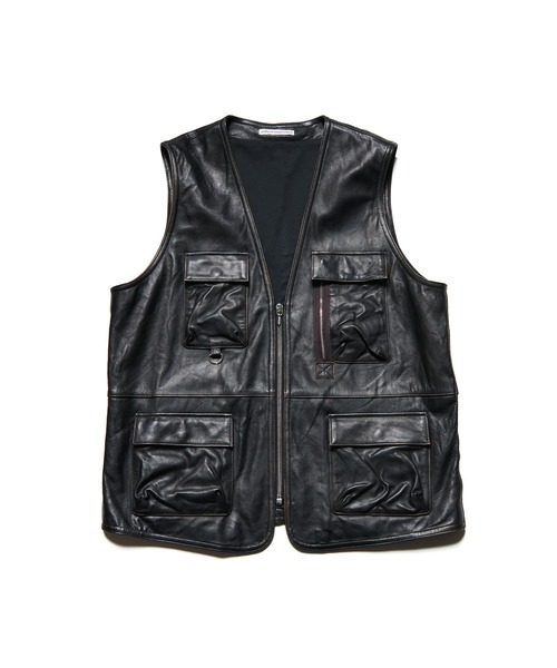 uniform experiment(ユニフォームエクスペリメント)の「LEATHER 4POCKET VEST(ベスト・メンズ・ブラック・2/1/5/4/3)」の1枚目の写真