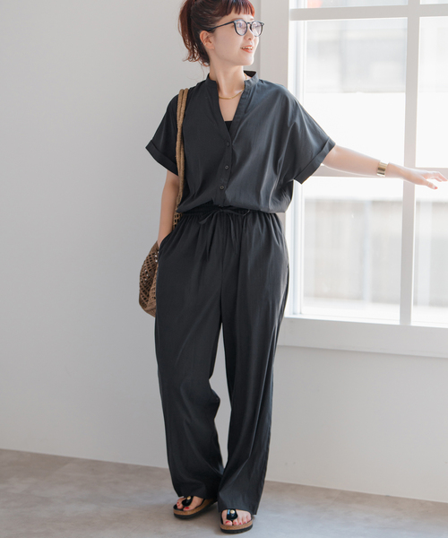 Spick&Span ★オールインワン トロストレッチVカラーオールインワン（サロペット