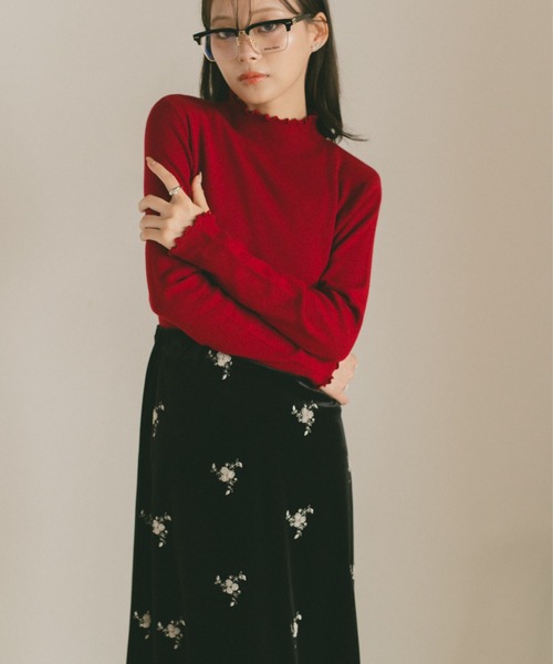 VANNIE U(ヴァニーユー)の「フラワー刺繍ベロアナロースカート(スカート・レディース・ブラック・S/M)」の17枚目の写真