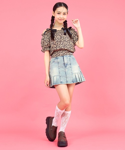 ANAP GｉRL（アナップガール）の「バックリボンパフスリトップス（Tシャツ/カットソー・キッズ・ブラック/ホワイト/ブラウン・M/S/XS）」の15枚目の写真