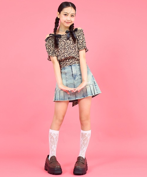 ANAP GｉRL（アナップガール）の「バックリボンパフスリトップス（Tシャツ/カットソー・キッズ・ブラック/ホワイト/ブラウン・M/S/XS）」の16枚目の写真