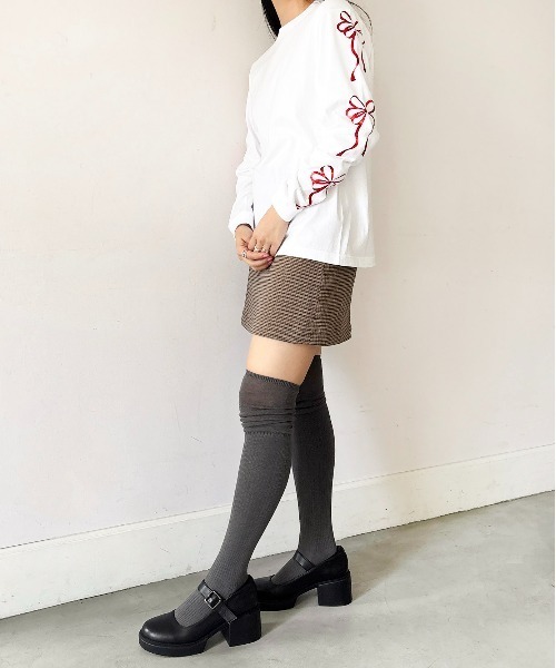 Casselini（キャセリーニ）の「Casselini(キャセリーニ)メタリックリボンロンT（Tシャツ/カットソー・レディース・ベージュ/ホワイト/ブラック・SMALL）」の7枚目の写真