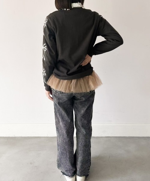 Casselini（キャセリーニ）の「Casselini(キャセリーニ)メタリックリボンロンT（Tシャツ/カットソー・レディース・ベージュ/ホワイト/ブラック・SMALL）」の12枚目の写真