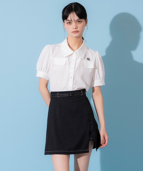 REDYAZEL（レディアゼル）の「コントラストステッチミニスカート（スカート・レディース・イエロー/ブルー/ブラック・SMALL/MEDIUM）」の12枚目の写真