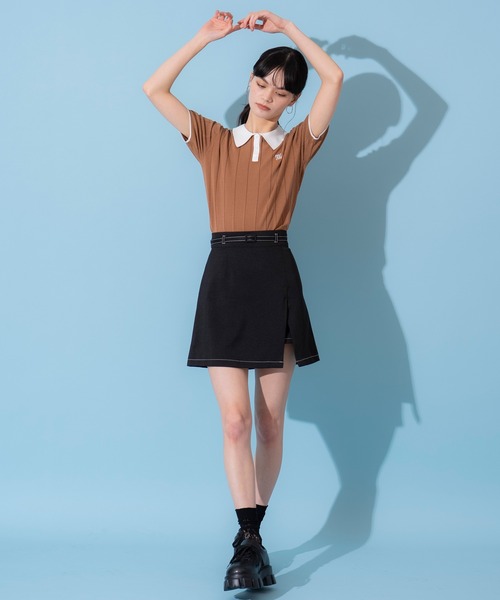 REDYAZEL（レディアゼル）の「コントラストステッチミニスカート（スカート・レディース・イエロー/ブルー/ブラック・SMALL/MEDIUM）」の13枚目の写真
