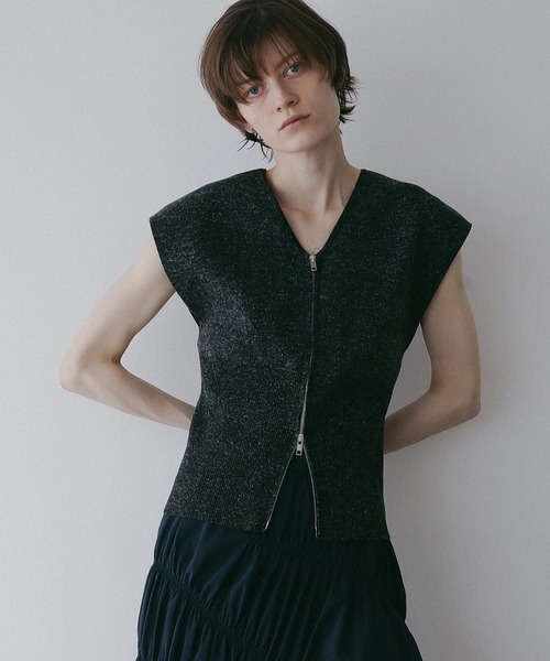 MANOF(マノフ)の「ZIP UP KNIT TOPS(その他トップス・レディース・サックスブルー/チャコールグレー/ホワイト・FREE)」の5枚目の写真