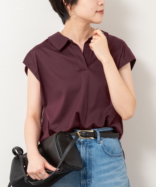 NOLLEY’S（ノーリーズ）の「ポロ衿プルオーバーカットソー（Tシャツ/カットソー・レディース・ベージュ/ブラック/ボルドー・38）」の3枚目の写真