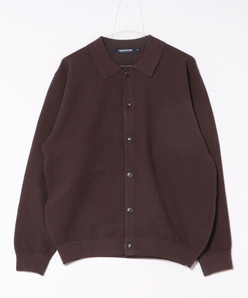 UNION STATION（ユニオンステーション）の「ハイゲージポリエステルニットシャツ（カーディガン/ボレロ・メンズ・グリーン/ブラウン/ベージュ/ブラック・L/M）」の3枚目の写真