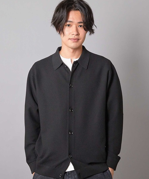 UNION STATION（ユニオンステーション）の「ハイゲージポリエステルニットシャツ（カーディガン/ボレロ・メンズ・グリーン/ブラウン/ベージュ/ブラック・L/M）」の2枚目の写真