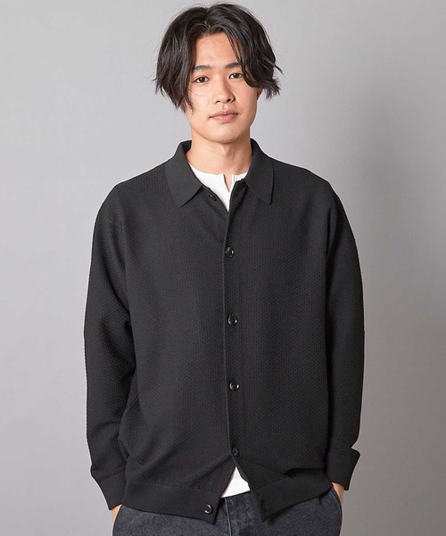 UNION STATION（ユニオンステーション）の「ハイゲージポリエステルニットシャツ（カーディガン/ボレロ・メンズ・グリーン/ブラウン/ベージュ/ブラック・L/M）」の5枚目の写真