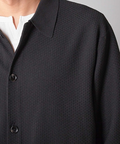 UNION STATION（ユニオンステーション）の「ハイゲージポリエステルニットシャツ（カーディガン/ボレロ・メンズ・グリーン/ブラウン/ベージュ/ブラック・L/M）」の8枚目の写真