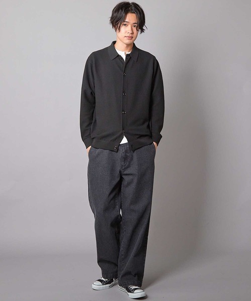 UNION STATION（ユニオンステーション）の「ハイゲージポリエステルニットシャツ（カーディガン/ボレロ・メンズ・グリーン/ブラウン/ベージュ/ブラック・L/M）」の9枚目の写真