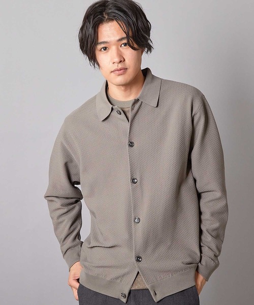UNION STATION（ユニオンステーション）の「ハイゲージポリエステルニットシャツ（カーディガン/ボレロ・メンズ・グリーン/ブラウン/ベージュ/ブラック・L/M）」の12枚目の写真