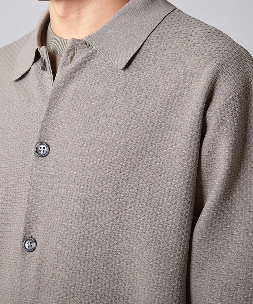 UNION STATION（ユニオンステーション）の「ハイゲージポリエステルニットシャツ（カーディガン/ボレロ・メンズ・グリーン/ブラウン/ベージュ/ブラック・L/M）」の14枚目の写真