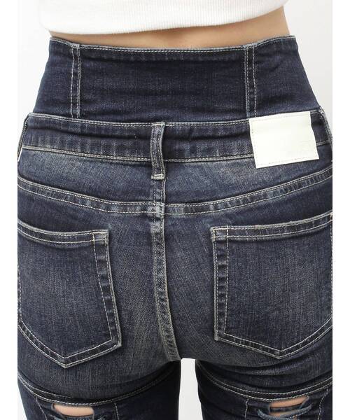 GYDA（ジェイダ）の「ハイウエストボタンBACKレースアップフレアデニムパンツ（デニムパンツ・レディース・ライトブルー/インディゴブルー・X-SMALL/SMALL/MEDIUM）」の10枚目の写真