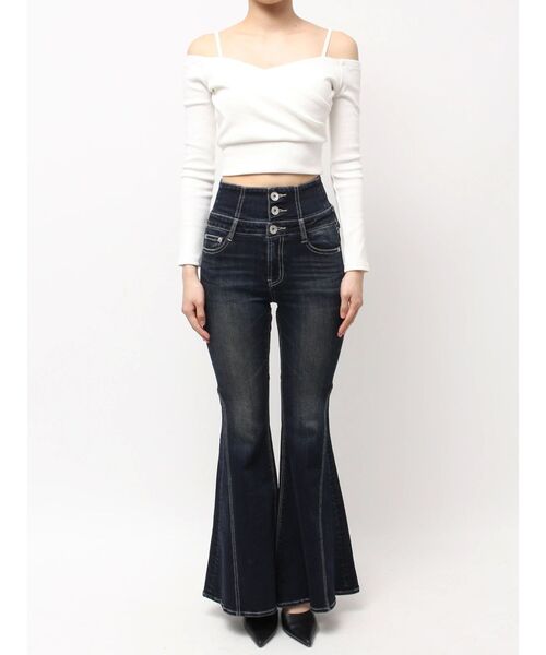 新品 完売品 ハイウエスト フレア デニム スタイルアップ ジェイダ エモダ 新品 完売品 ハイウエスト フレア デニム スタイルアップ ジェイダ エモダ