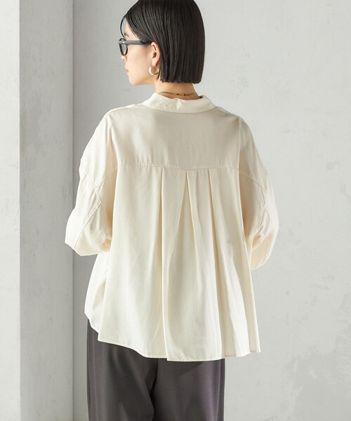 SHIPS(シップス)の「〈手洗い可能〉セルロース ツイル 羽織 シャツ(シャツ/ブラウス・レディース・ネイビー/ブラウン/オフホワイト・ONE SIZE)」の5枚目の写真