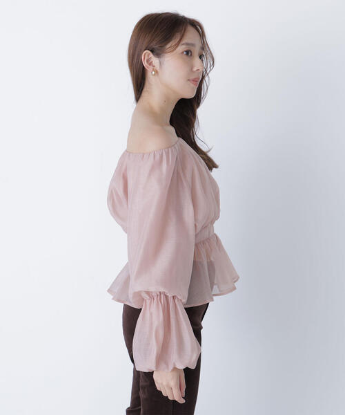 NATURAL BEAUTY BASIC(ナチュラルビューティーベーシック)の「◇シアーギャザーペプラムブラウス(シャツ/ブラウス・レディース・ライトグリーン/ベージュ/チャコールグレー・MEDIUM/SMALL)」の21枚目の写真