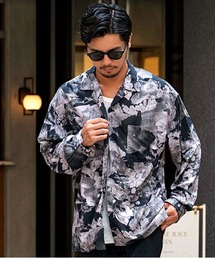 CavariA | 『CavariA/キャバリア』転写花柄オープンカラー半袖シャツ(シャツ/ブラウス)