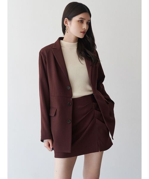 MURUA（ムルーア）の「【セットアップ対応】タックドレープミニスカート（スカート・レディース・グレー/ボルドー/ブラウン・1/2）」の8枚目の写真