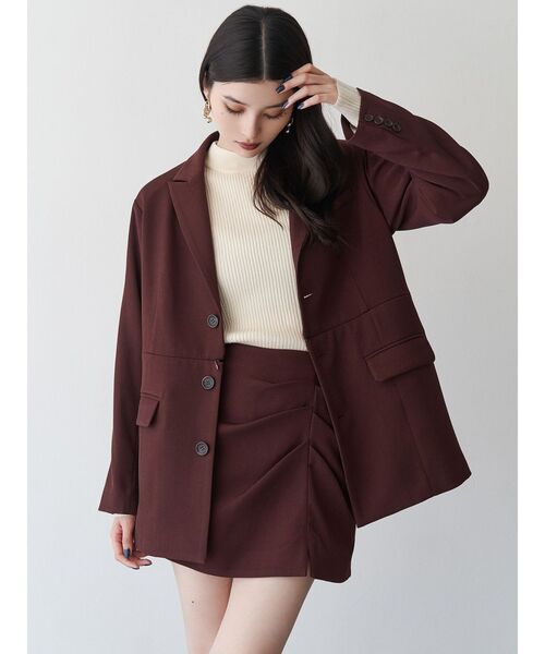 MURUA（ムルーア）の「【セットアップ対応】タックドレープミニスカート（スカート・レディース・グレー/ボルドー/ブラウン・1/2）」の9枚目の写真