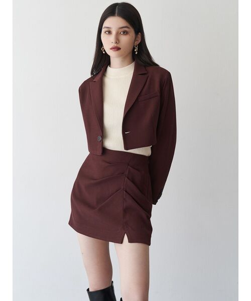 MURUA（ムルーア）の「【セットアップ対応】タックドレープミニスカート（スカート・レディース・グレー/ボルドー/ブラウン・1/2）」の11枚目の写真