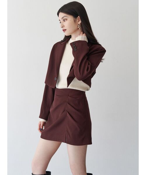 MURUA（ムルーア）の「【セットアップ対応】タックドレープミニスカート（スカート・レディース・グレー/ボルドー/ブラウン・1/2）」の12枚目の写真