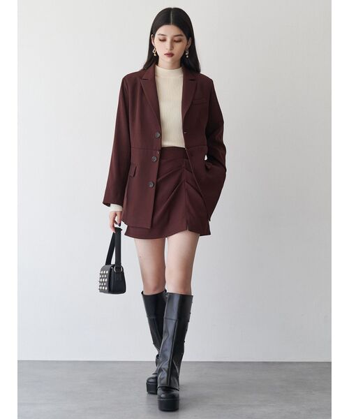 MURUA（ムルーア）の「【セットアップ対応】タックドレープミニスカート（スカート・レディース・グレー/ボルドー/ブラウン・1/2）」の14枚目の写真