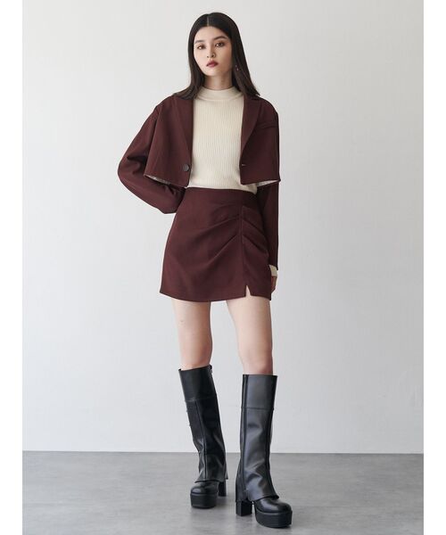 MURUA（ムルーア）の「【セットアップ対応】タックドレープミニスカート（スカート・レディース・グレー/ボルドー/ブラウン・1/2）」の15枚目の写真