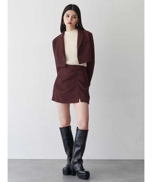 MURUA（ムルーア）の「【セットアップ対応】タックドレープミニスカート（スカート・レディース・グレー/ボルドー/ブラウン・1/2）」の16枚目の写真