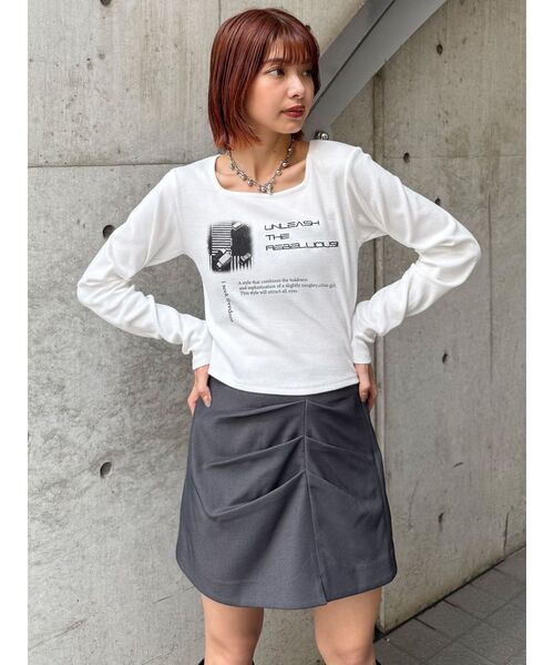 MURUA（ムルーア）の「【セットアップ対応】タックドレープミニスカート（スカート・レディース・グレー/ボルドー/ブラウン・1/2）」の18枚目の写真