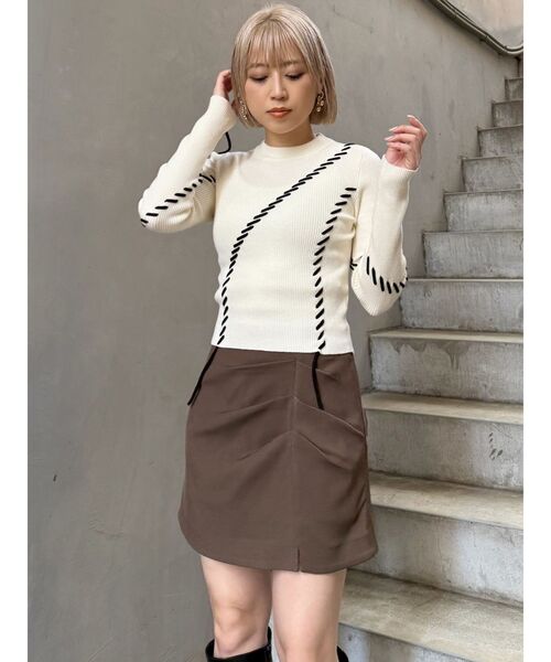 MURUA（ムルーア）の「【セットアップ対応】タックドレープミニスカート（スカート・レディース・グレー/ボルドー/ブラウン・1/2）」の22枚目の写真