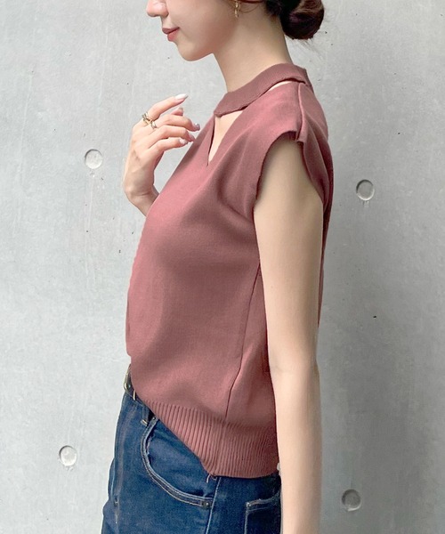 Futier land(フューティアランド)の「アシメスリーブチョーカーネックトップス(Tシャツ/カットソー・レディース・ライトグレー/アイボリー/ピンク・MEDIUM/LARGE)」の16枚目の写真