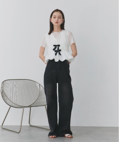 ad thie(アドティエ)の「リボンデザイン ノースリーブ ペプラムブラウス(シャツ/ブラウス・レディース・オフホワイト・FREE)」の13枚目の写真
