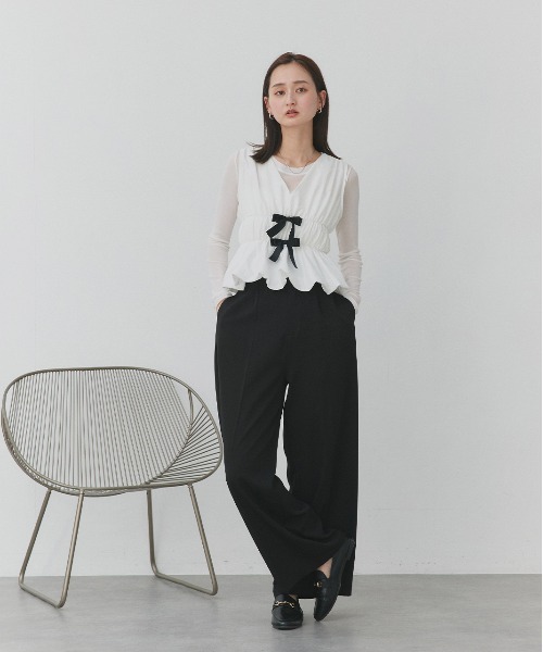 ad thie(アドティエ)の「リボンデザイン ノースリーブ ペプラムブラウス(シャツ/ブラウス・レディース・オフホワイト・FREE)」の18枚目の写真