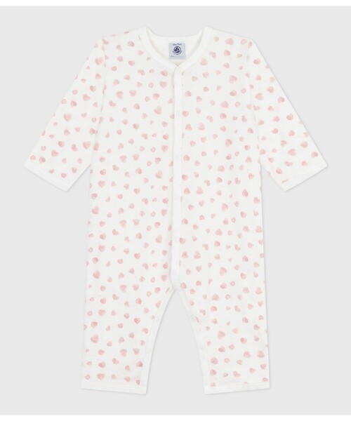 PETIT BATEAU(プチバトー)の「足なしロンパース(ロンパース・キッズ・ホワイト×ピンク/ライトブルー・3MONTH/6MONTH/12MONTH)」の1枚目の写真