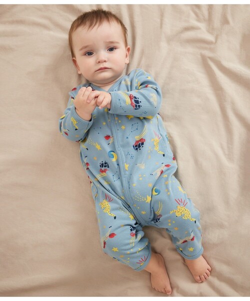 PETIT BATEAU(プチバトー)の「足なしロンパース(ロンパース・キッズ・ホワイト×ピンク/ライトブルー・3MONTH/6MONTH/12MONTH)」の2枚目の写真