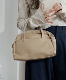 【Eclat one】フェイクレザーボストンショルダー ハンドバッグ