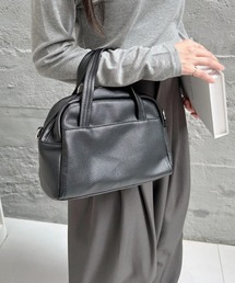 【Eclat one】フェイクレザーボストンショルダー ハンドバッグ
