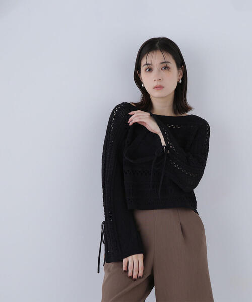 ニット セーター リボンスリーブニットTOP レディース NATURAL BEAUTY BASIC ニット セーター リボンスリーブニット