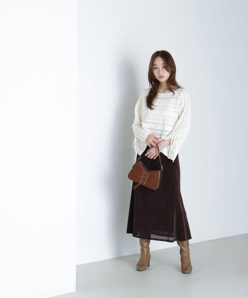 NATURAL BEAUTY BASIC(ナチュラルビューティーベーシック)の「◇透かし編みリボンスリーブニット(ニット/セーター・レディース・ブラック/レッド/オフホワイト・FREE)」の21枚目の写真