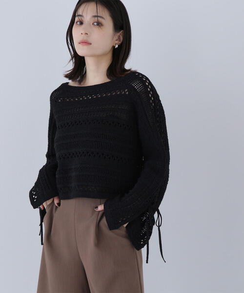 ニット セーター リボンスリーブニット レディース NATURAL BEAUTY BASIC ニット セーター リボンスリーブニット