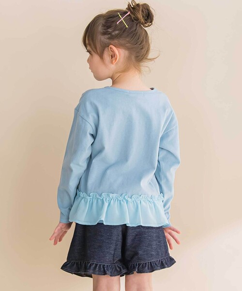 Noeil aime BeBe(ノイユエイムベベ)の「ウサギプリント裾フリル天竺長袖Tシャツ(80~130cm)(Tシャツ/カットソー・キッズ・ブルー/ピンク・120cm/130cm/100cm/110cm/90cm/80cm)」の7枚目の写真