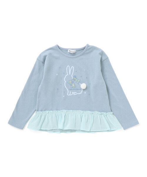 Noeil aime BeBe(ノイユエイムベベ)の「ウサギプリント裾フリル天竺長袖Tシャツ(80~130cm)(Tシャツ/カットソー・キッズ・ブルー/ピンク・120cm/130cm/100cm/110cm/90cm/80cm)」の10枚目の写真