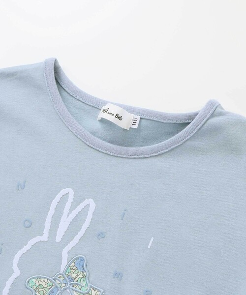 Noeil aime BeBe(ノイユエイムベベ)の「ウサギプリント裾フリル天竺長袖Tシャツ(80~130cm)(Tシャツ/カットソー・キッズ・ブルー/ピンク・120cm/130cm/100cm/110cm/90cm/80cm)」の12枚目の写真