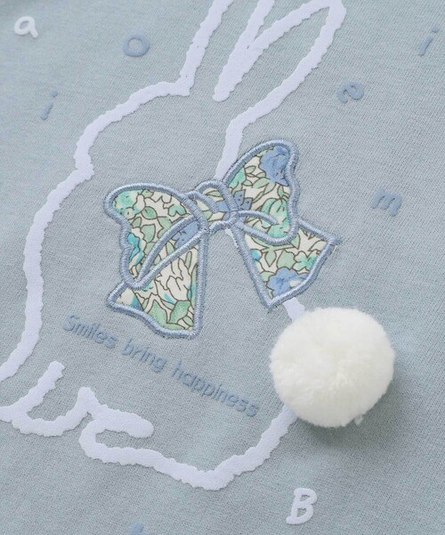 Noeil aime BeBe(ノイユエイムベベ)の「ウサギプリント裾フリル天竺長袖Tシャツ(80~130cm)(Tシャツ/カットソー・キッズ・ブルー/ピンク・120cm/130cm/100cm/110cm/90cm/80cm)」の14枚目の写真